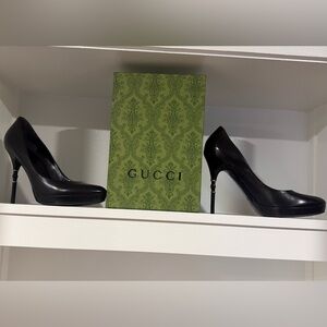 Gucci Bamboo Heel Black Platform Pumps